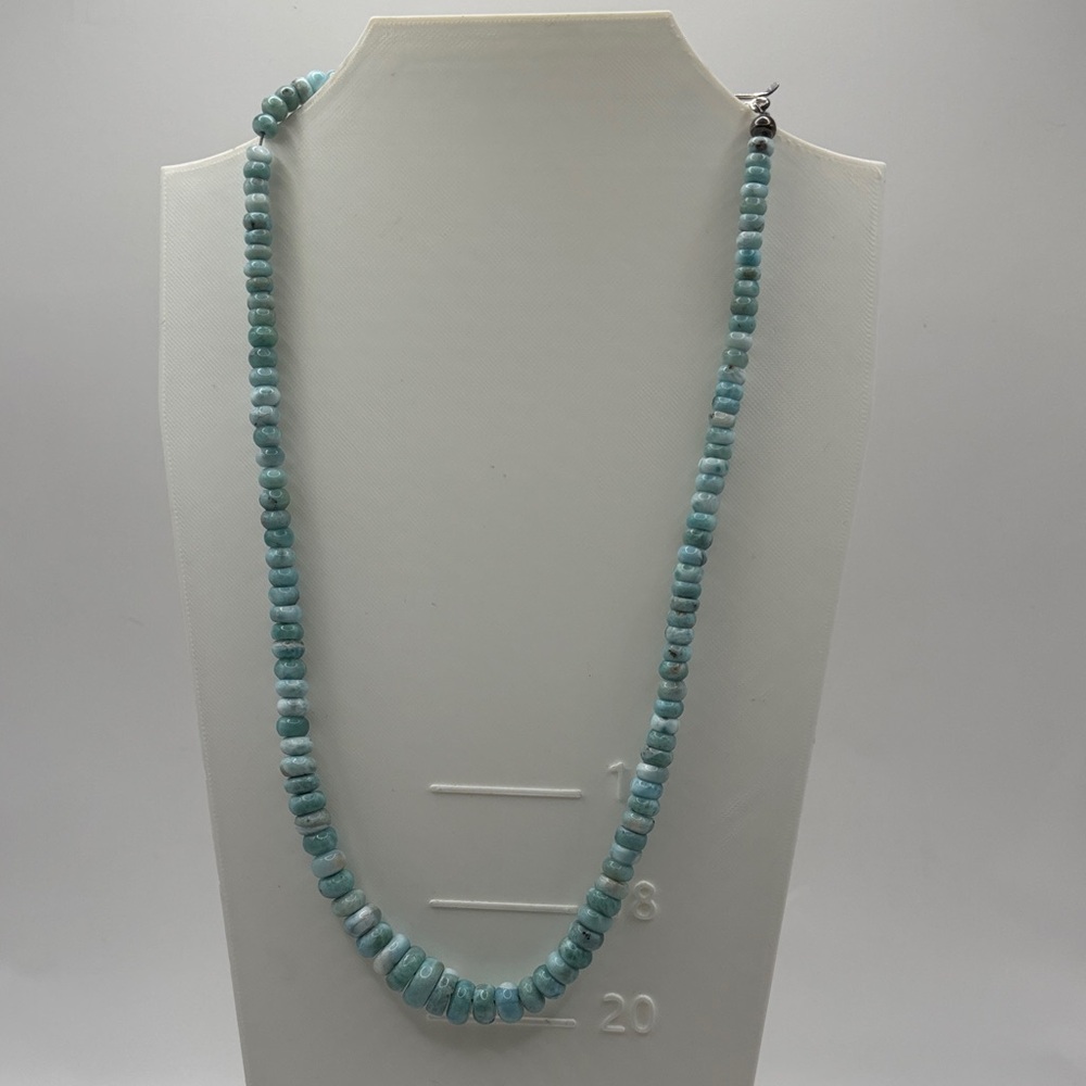 Jay King Mine Finds Larimar Rondelle Bead Necklace Sterling Silver Clasp